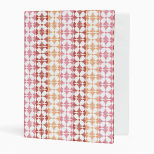 Geometric red ikat stripes pattern mini binder