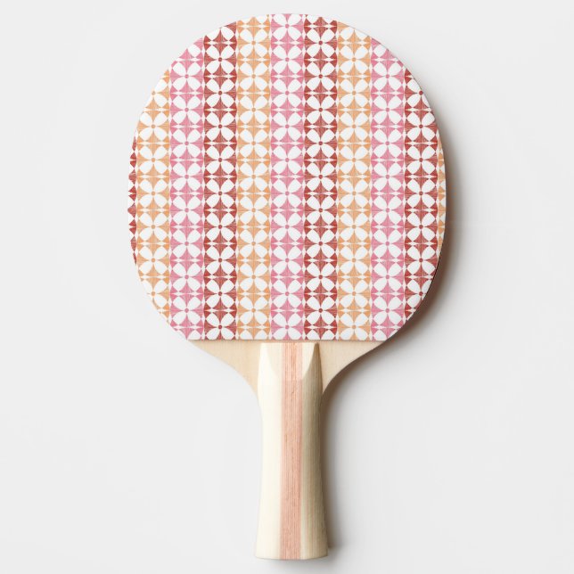 Geometric red ikat stripes pattern Ping-Pong paddle (Front)