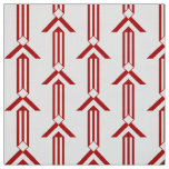 Geometric Red Stripes and Chevrons on White Fabric