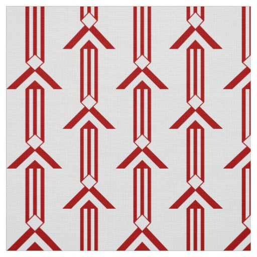 Geometric Red Stripes and Chevrons on White Fabric