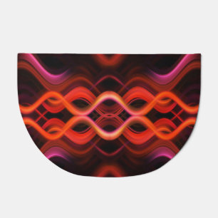 Geometric red wavy lines design. doormat