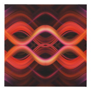 Geometric red wavy lines design. faux canvas print
