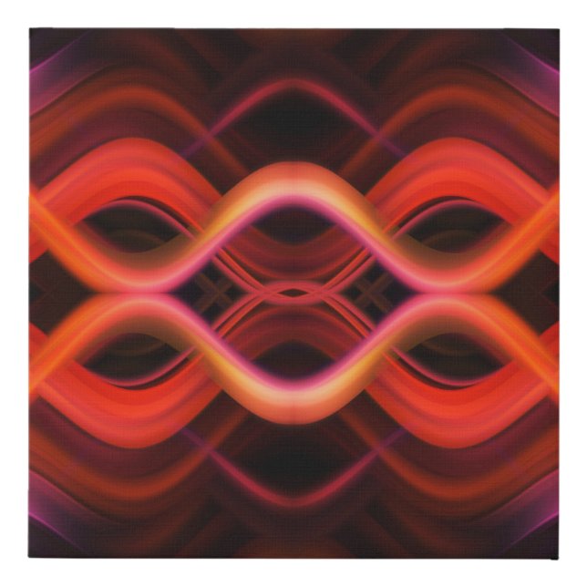 Geometric red wavy lines design. faux canvas print (Front)