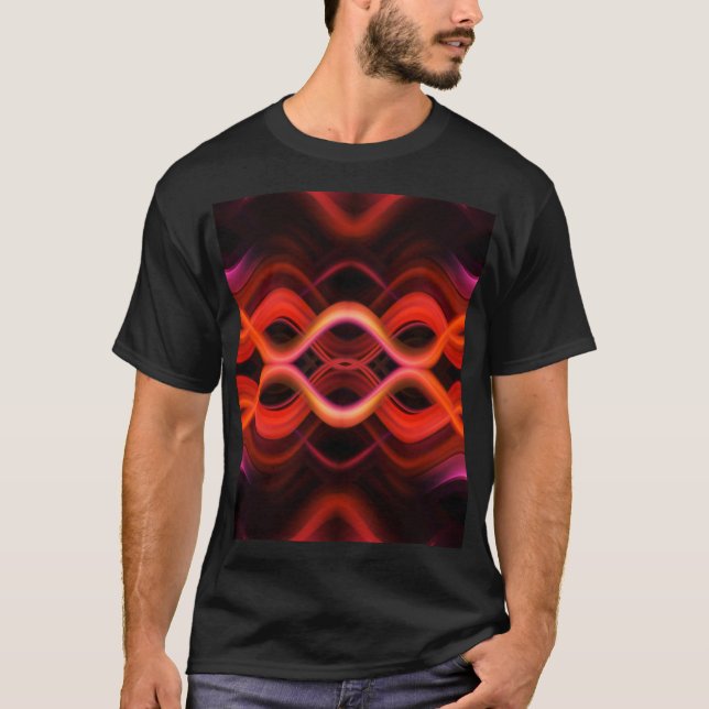 Geometric red wavy lines design. T-Shirt (Front)