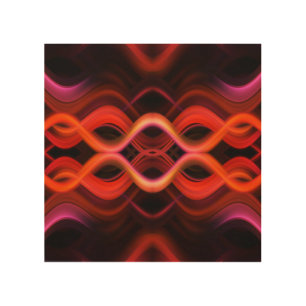 Geometric red wavy lines design. wood wall art