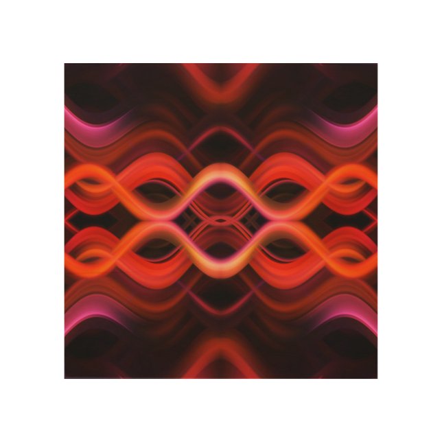 Geometric red wavy lines design. wood wall art (Front)