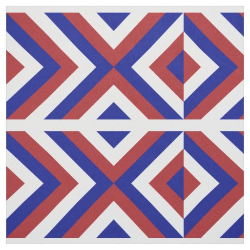 Geometric Red, White, and Blue Chevrons Fabric
