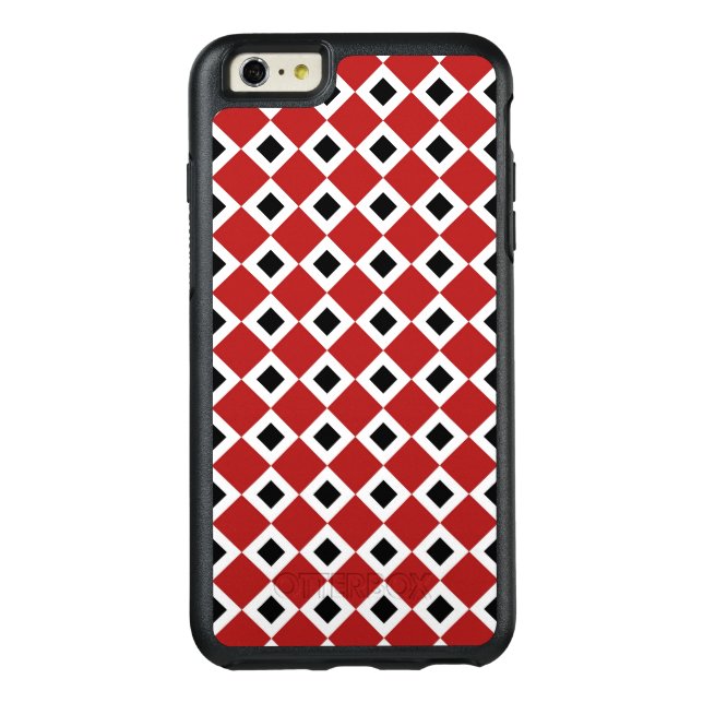 Geometric Red, White, Black Diamond Pattern Otterbox iPhone Case (Back)
