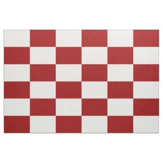 Geometric Red & White Checkered Rectangles Fabric