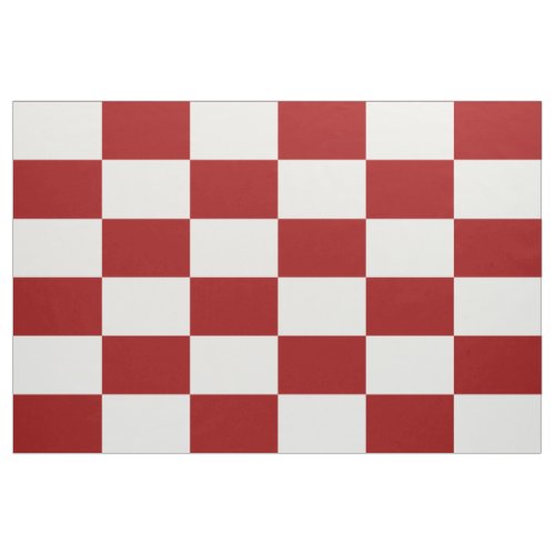Geometric Red  White Checkered Rectangles Fabric