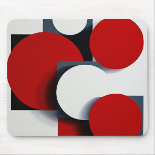 🔴 Geometric Red White Workspace Mat 🔴 Mouse Pad