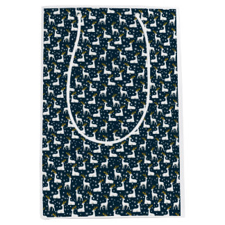 Geometric Reindeer and Stars Winter Design Medium Gift Bag