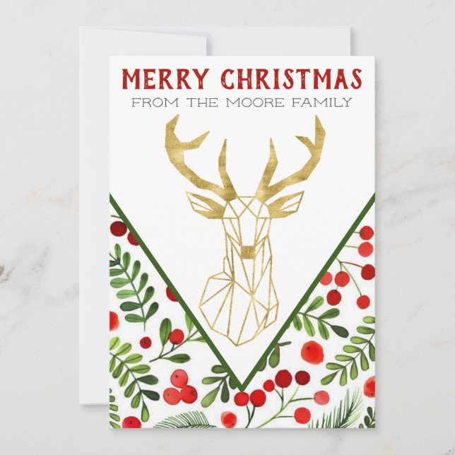 Geometric Reindeer Christmas Card (Front)