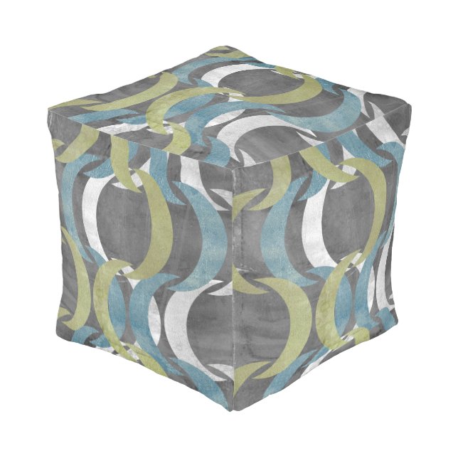 Geometric Repeat I Pouf (Angled Front)