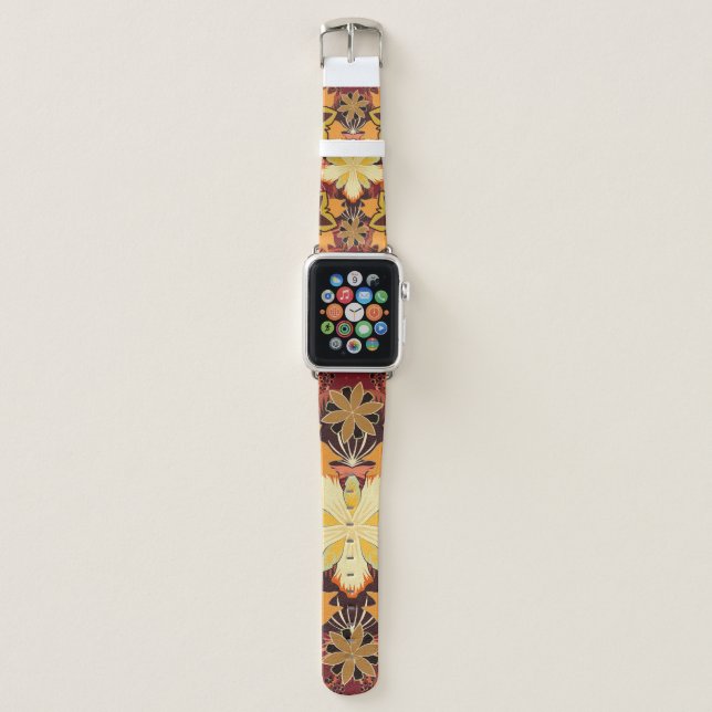 Geometric repeating seamless pattern with hexagon  apple watch band (Front)