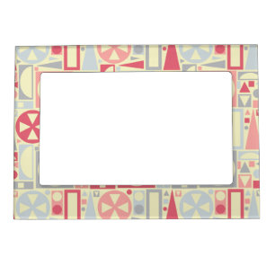 Geometric Retro 1950s Midcentury Modern Pink Magnetic Frame