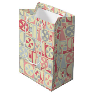 Geometric Retro 1950s Midcentury Modern Pink Medium Gift Bag