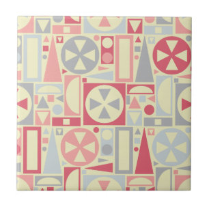 Geometric Retro 1950s Midcentury Modern Pink Tile
