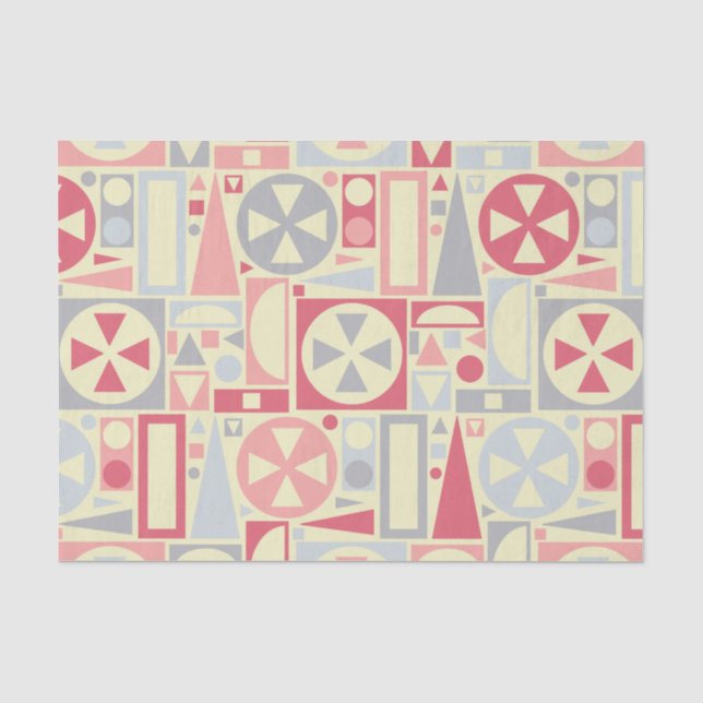 Geometric Retro 1950s Midcentury Modern Pink Tissue Paper (Front)