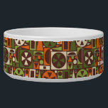 Geometric Retro 50s Mid-Century Modern Abstract Bowl<br><div class="desc">This original, retro 1950s / 1960s mid-mod abstract geometric pattern is made of triangles, squares, rectangles and circles. It's designed in vintage shades of orange, green and cream on a brown background. This pretty pattern repeats seamlessly. It's for fans of midcentury modern minimalist art. Add a touch of antique, mod...</div>