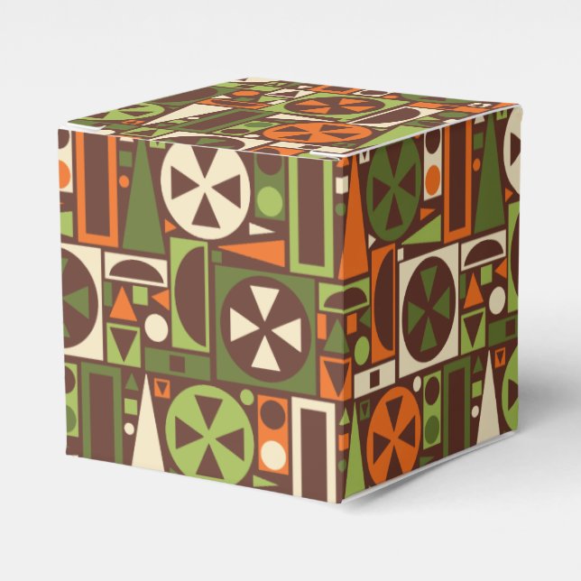 Geometric Retro 50s Mid-Century Modern Abstract Favor Boxes (Front Side)