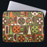 Geometric Retro 50s Mid-Century Modern Abstract Laptop Sleeve<br><div class="desc">This original, retro 1950s / 1960s mid-mod abstract geometric pattern is made of triangles, squares, rectangles and circles. It's designed in vintage shades of orange, green and cream on a brown background. This pretty pattern repeats seamlessly. It's for fans of midcentury modern minimalist art. Add a touch of antique, mod...</div>
