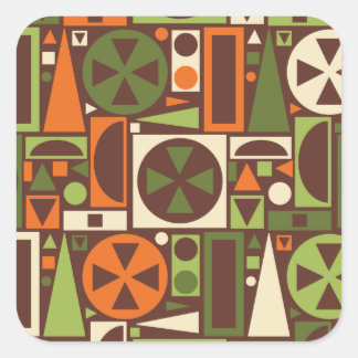 Geometric Retro 50s Mid-Century Modern Abstract Square Sticker