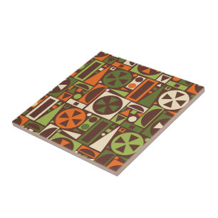 Geometric Retro 50s Mid-Century Modern Abstract Tile