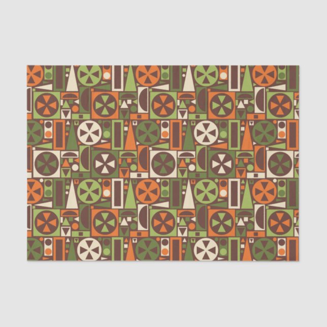 Geometric Retro 50s Mid-Century Modern Abstract Tissue Paper (Front)