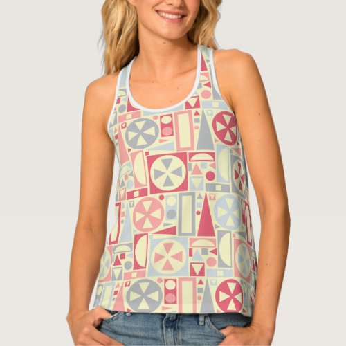 Geometric Retro 50s Mid_Century Modern Cute Pink Tank Top