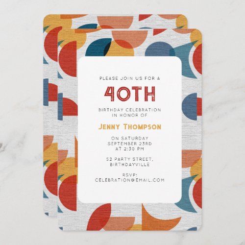 Geometric Retro Abstract Midcentury Birthday Invitation