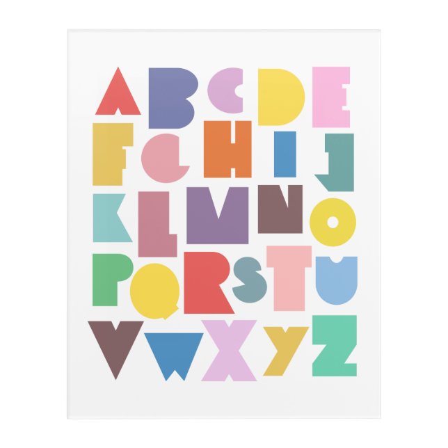 Geometric Retro Alphabet Acrylic Print (Front)