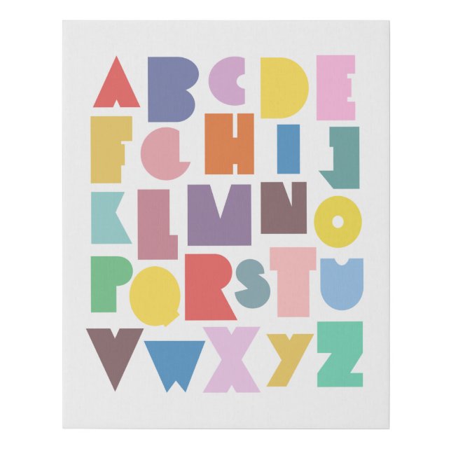 Geometric Retro Alphabet Faux Canvas Print (Front)