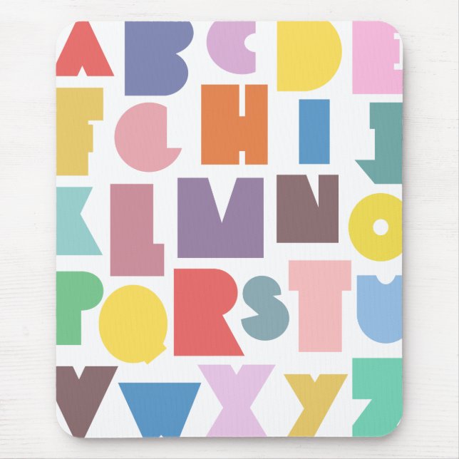Geometric Retro Alphabet Mouse Pad (Front)