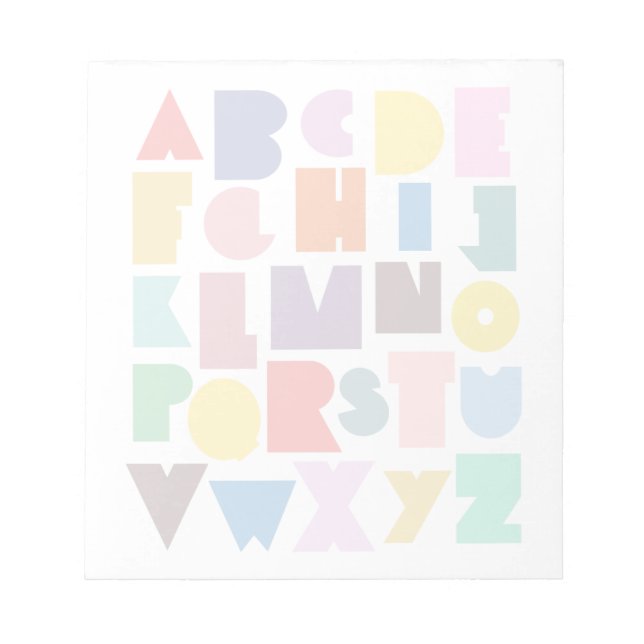 Geometric Retro Alphabet Notepad (Front)