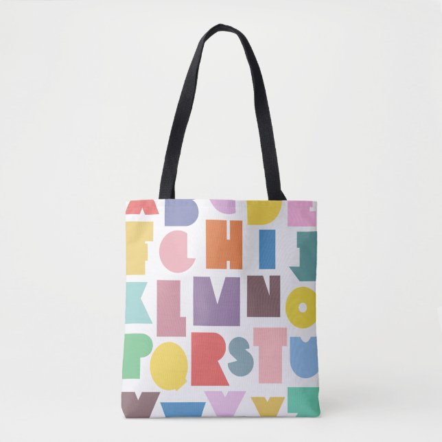 Geometric Retro Alphabet Tote Bag (Front)