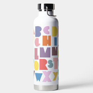 Geometric Retro Alphabet Water Bottle