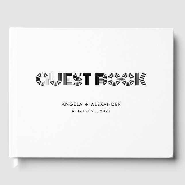 Geometric Retro Art Deco Wedding Guest Book (Front)