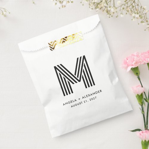 Geometric Retro Art Deco Wedding Monogram Favor Bag