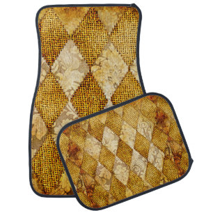 geometric retro background in golden colors car floor mat