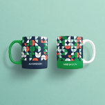 geometric retro blue red green modern Christmas Ap Mug<br><div class="desc">geometric retro blue red green modern Christmas gift baking apron design</div>