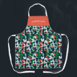 geometric retro blue red green modern Christmas Apron<br><div class="desc">Geometric retro blue red green modern Christmas gift baking apron design</div>