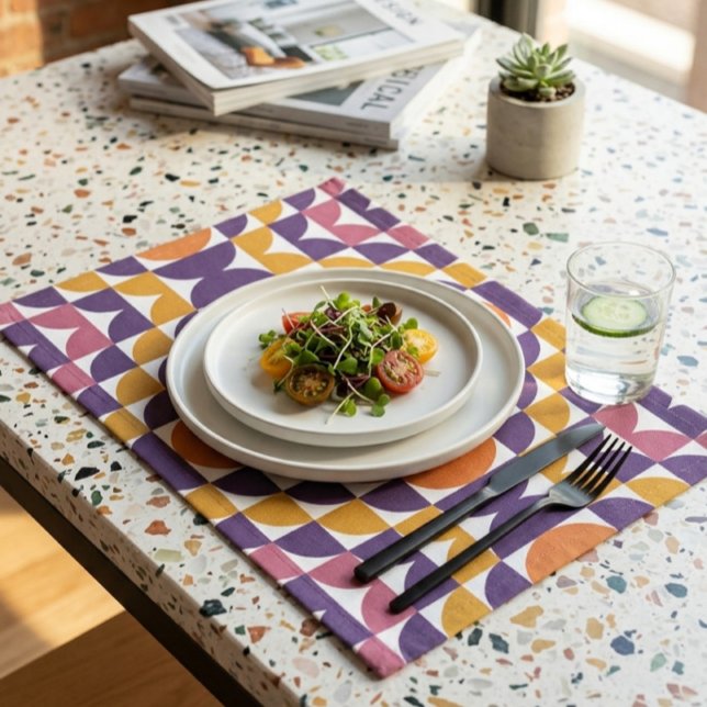 Geometric Retro Circles Cloth Placemat (Creator Uploaded)