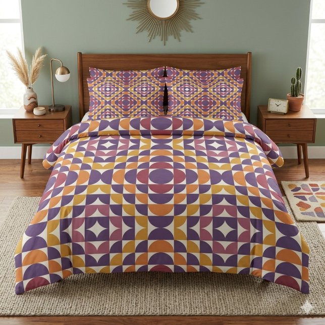 Geometric Retro Circles Duvet Cover | Bold (Creator Uploaded)