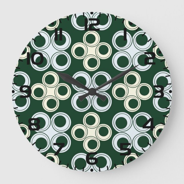 Geometric Retro Circles Pattern Large Clock (Front)