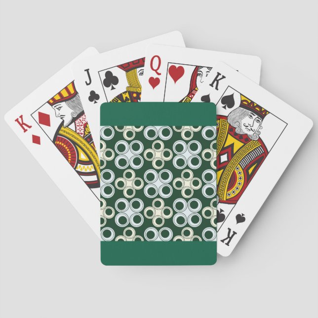 Geometric Retro Circles Pattern Poker Cards (Back)