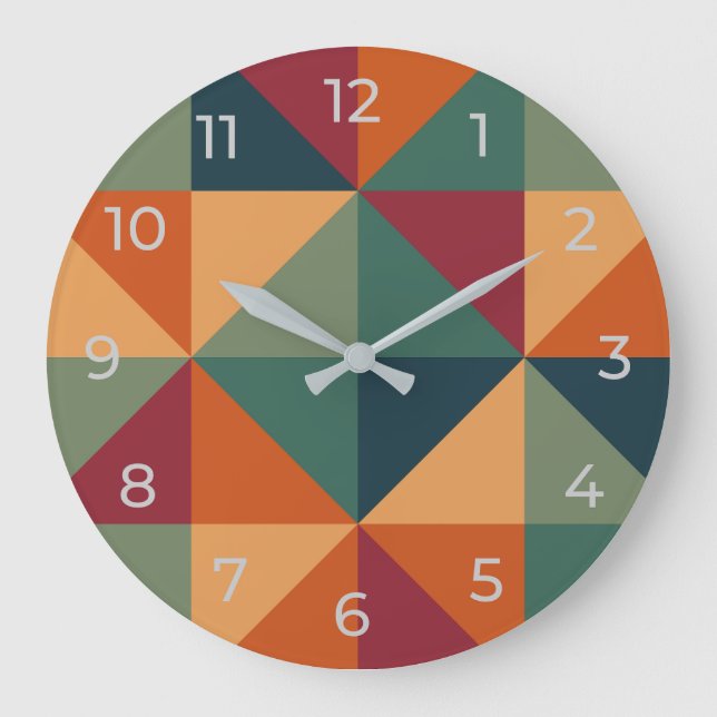 Geometric Retro Colors Wall Clock (Front)