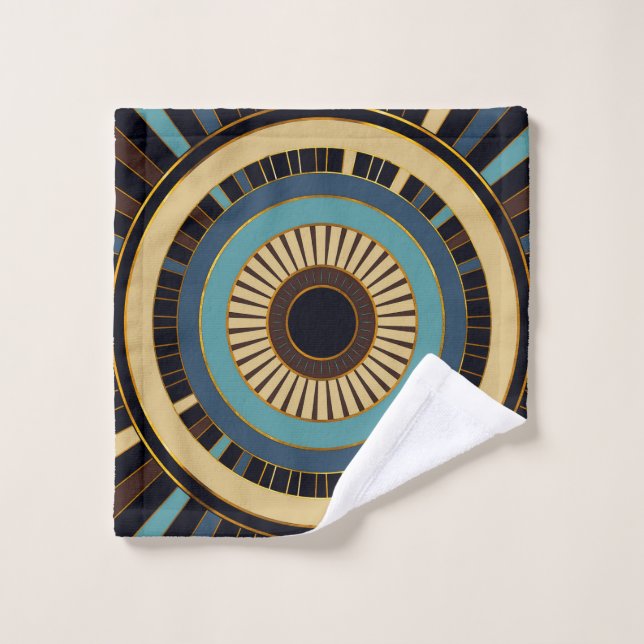 Geometric, retro, elegant design, circles, stripes wash cloth (Wash Cloth)