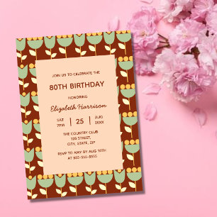 Geometric Retro Flower Bauhaus Brown Birthday  Invitation