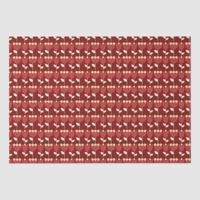 Geometric Retro Flower Bauhaus Maroon Birthday  Tissue Paper (Front)